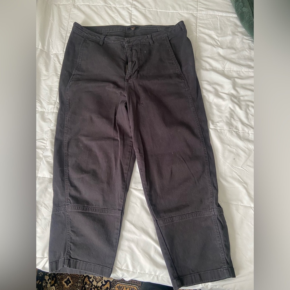 Quince black barrel pants
